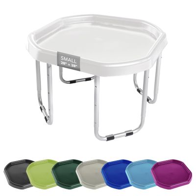 MEKA Small 28"x28" Tuff Tray Set White, Activity Sensory Tray Plus Stand Children, Outdoor Play Sand and Water Table for Toddlers and Kids, Toy Boys Girls
