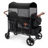 ZTDM Wagon Stroller for 4 Kids, All-Terrain Wagon for Toddler with Canopy, Parent Organizer, Shoulder Bag, Adjustable Handlebar, Phone Holder, High Seat & 5 Point Harness, Ultimate Quad (Black) view 1