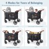 ZTDM Wagon Stroller for 4 Kids, All-Terrain Wagon for Toddler with Canopy, Parent Organizer, Shoulder Bag, Adjustable Handlebar, Phone Holder, High Seat & 5 Point Harness, Ultimate Quad (Black) view 2