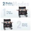 ZTDM Wagon Stroller for 4 Kids, All-Terrain Wagon for Toddler with Canopy, Parent Organizer, Shoulder Bag, Adjustable Handlebar, Phone Holder, High Seat & 5 Point Harness, Ultimate Quad (Black) view 3