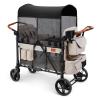 ZTDM Wagon Stroller for 4 Kids, All-Terrain Wagon for Toddler with Canopy, Parent Organizer, Shoulder Bag, Adjustable Handlebar, Phone Holder, High Seat & 5 Point Harness, Ultimate Quad (Beige) view 1