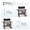 ZTDM Wagon Stroller for 4 Kids, All-Terrain Wagon for Toddler with Canopy, Parent Organizer, Shoulder Bag, Adjustable Handlebar, Phone Holder, High Seat & 5 Point Harness, Ultimate Quad (Beige) view 3