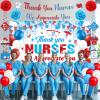 32pcs Nurse Appreciation Week Decorations 2026 Thank You Nurse Appreciation Banner Balloons Nurses Appreciation Gifts Hanging Swirls Pompoms Sash Table Centerpieces RN Graduation Party Decorations view 2