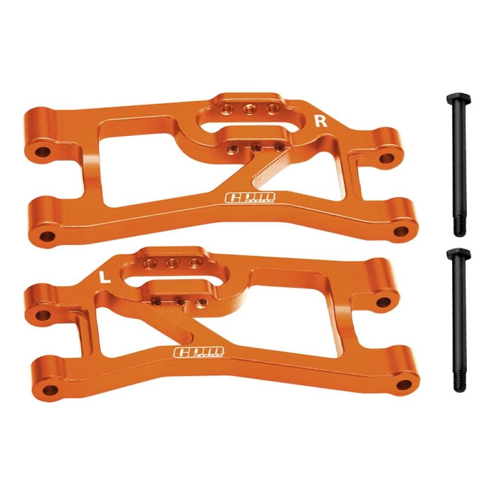 Aluminum 7075 Alloy Rear Lower Suspension Arms for Traxxas 1/16 Mini Maxx 4WD RTR Brushless Monster Truck 107154-1 Upgrades - Orange
