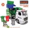 Crazy Truck 1:16 Scale Recycling Garbage Truck Toy with Lights & Sounds, 4 Recycle Cans, 40 Flash Cards, Tools  DIY Take-Apart for Kids  Realistic Mechanical Arm for Lift & Dump (White/Green) view 2