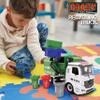 Crazy Truck 1:16 Scale Recycling Garbage Truck Toy with Lights & Sounds, 4 Recycle Cans, 40 Flash Cards, Tools  DIY Take-Apart for Kids  Realistic Mechanical Arm for Lift & Dump (White/Green) view 3