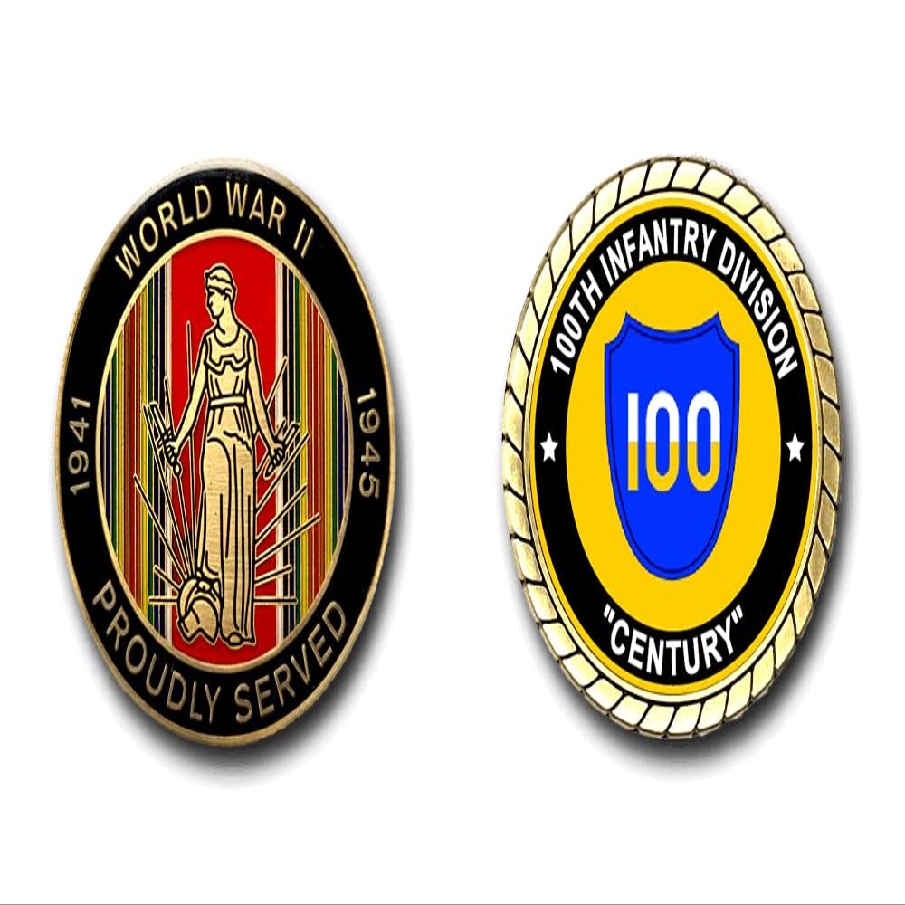 100th Infantry Division Century WWII Service Challenge Coin