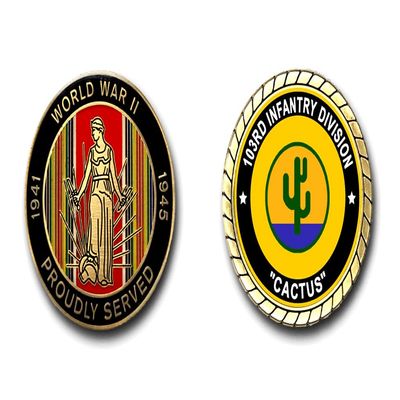 103rd Infantry Division Cactus WWII Service Challenge Coin