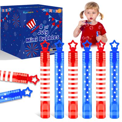 100 Pack 4th of July Mini Bubbles Bulk,Red White Blue Party Favors Supplies for Kids,Goodie Bags Stuffers,Parade Throws,Classroom Games Activities Prizes,Outdoor Toys Patriotic Accessories Decorations
