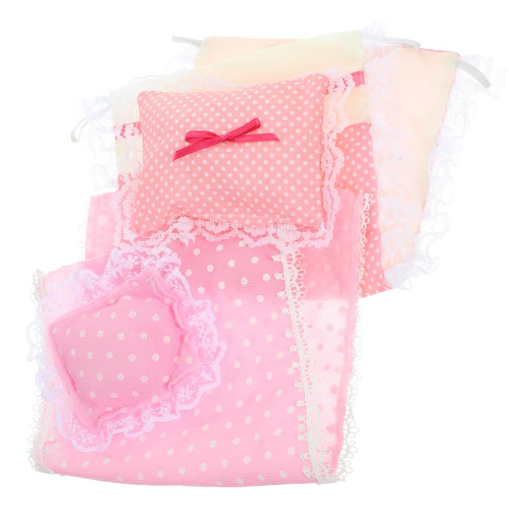 2 Sets Miniature Dollhouse Bedding: Mini Doll House Bedding Dolls beds Quilt Pillow Bedsheet Model Realistic Bedroom Small Cloth Prop for Ornament Accessories