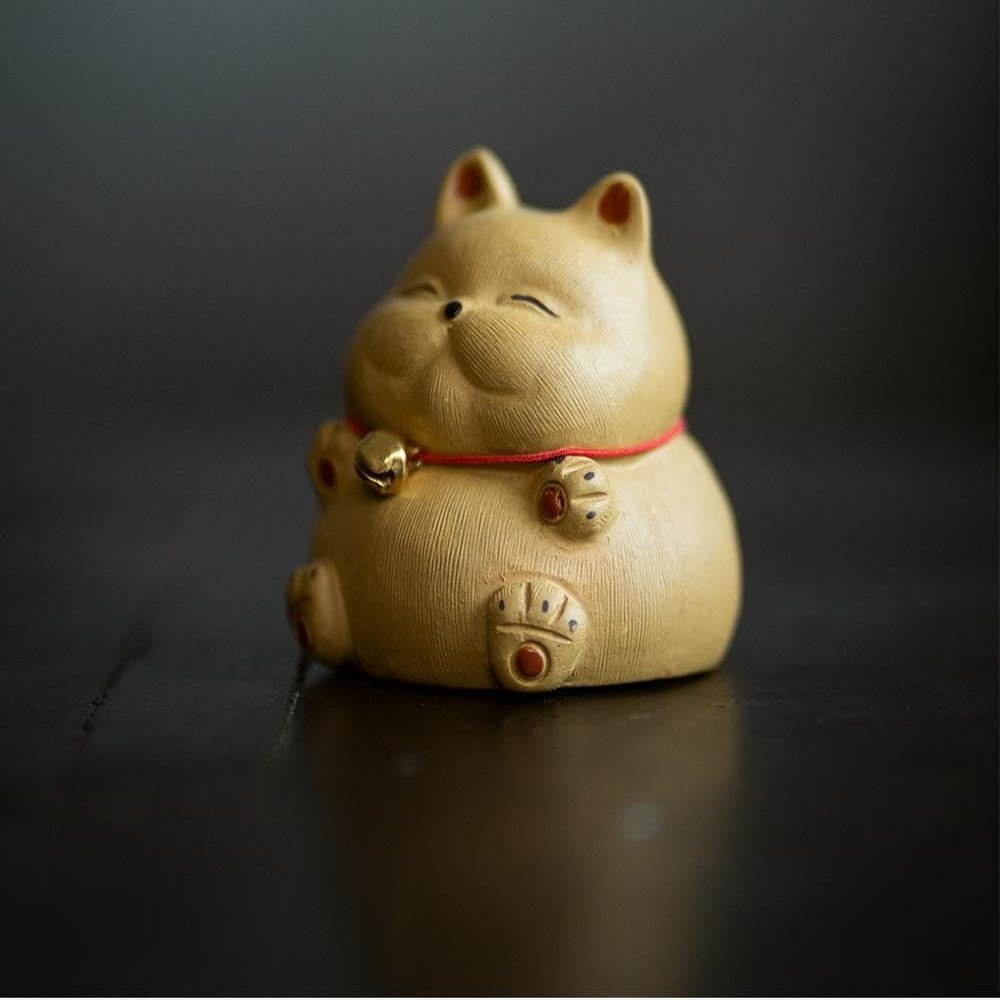 Bell Cat Handmade Purple Clay Creative Ornament