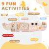 JOYMOR Crocodile Activity Wall Busy Board Panels, Wooden Sensory Wall w/ 11-in-1 Toddler Montessori Learning Activity Center, Ideal Educational Gift for Boys and Girls, Pink view 2