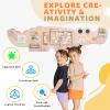 JOYMOR Crocodile Activity Wall Busy Board Panels, Wooden Sensory Wall w/ 11-in-1 Toddler Montessori Learning Activity Center, Ideal Educational Gift for Boys and Girls, Pink view 3