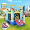 AKEYDIY Inflatable Bounce House,Kids Bouncy Castle for 2~10, 8.9 ft L x 5.9 ft W x 6.9 ft H Indoor/Outdoor Bouncy House with 470W Blower,Pastel Bouncer Slide with Safety Net,Basketball Rim&Fun Toys view 3