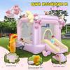 AKEYDIY Inflatable Bounce House,Kids Bouncy Castle for 2~10, Pink Bounce House Indoor/Outdoor Bouncy House with 370W Blower,Pastel Bouncer Slide with Safety Net,Basketball Rim&Fun Toys view 2