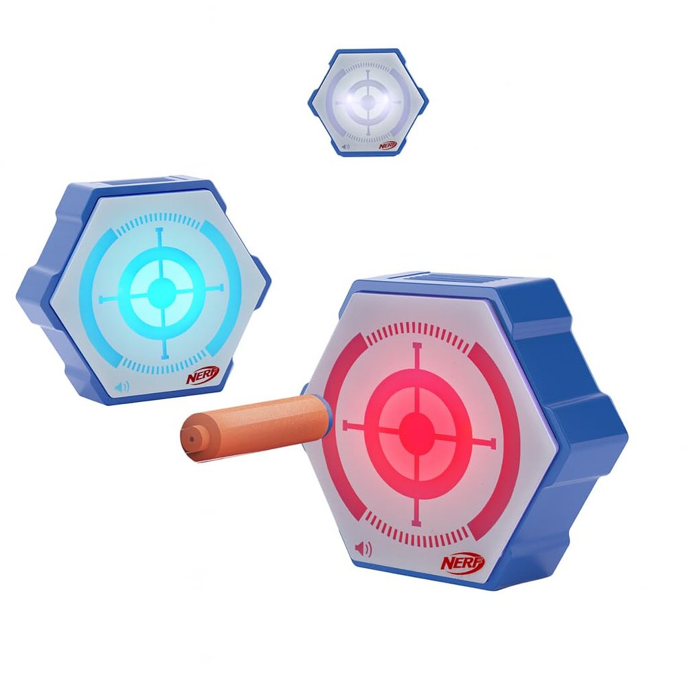 NERF 360 Battlezone Audio Target Game Immersive 360 Foam Dart Blaster Challenge with LED Targets & Sound FX 4 Game Modes