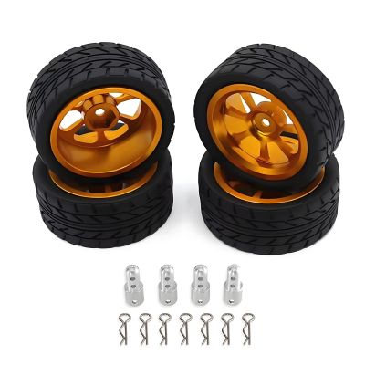 RC Upgrade Accessories for MJX for Hyper Go 14303 14302 14301 1/14 Metal Wheel Tires Metal Wheels Height Increasing Set RC Car Upgrade Parts Accessories(Yellow)
