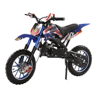 Honrane 50cc Dirt Bike for Kids, 2-Stroke Gas Power Motocross Bike, Off Road Mini Dirt Bike, Cool Appearance Kids Dirt Bike, Gas Motorcycle, Gas Dirt Bike with Front Rear Disc Brakes Standard Blue