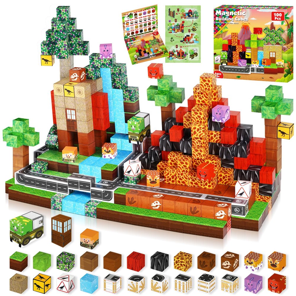 Goody King Magnetic Building Blocks|250PCS Magnetic Building Cube Game, Constructions Toys for Boys & Girls Age 3-4,5-8 9 10,STEM Montessori Stacking Toy, Sensory Tiles Building Birthday for Toddlers