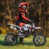 Honrane 50cc Dirt Bike for Kids, 2-Stroke Gas Power Motocross Bike, Off Road Mini Dirt Bike, Cool Appearance Kids Dirt Bike, Gas Motorcycle, Gas Dirt Bike with Front Rear Disc Brakes Upgraded Black view 2