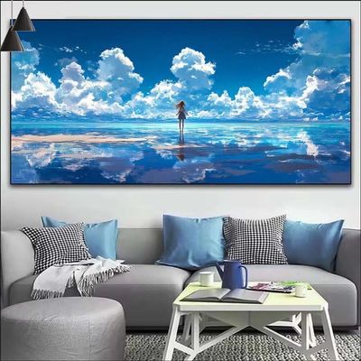 Clouds Paint by Numbers for Adults,Girl Paint by Number Acrylic with 3 Brushes,DIY Painting by Numbers for Beginner Kits,DIY Canvas Oil Painting Kit for Home Wall Decor Gift (NO Frame 40x120cm V-159