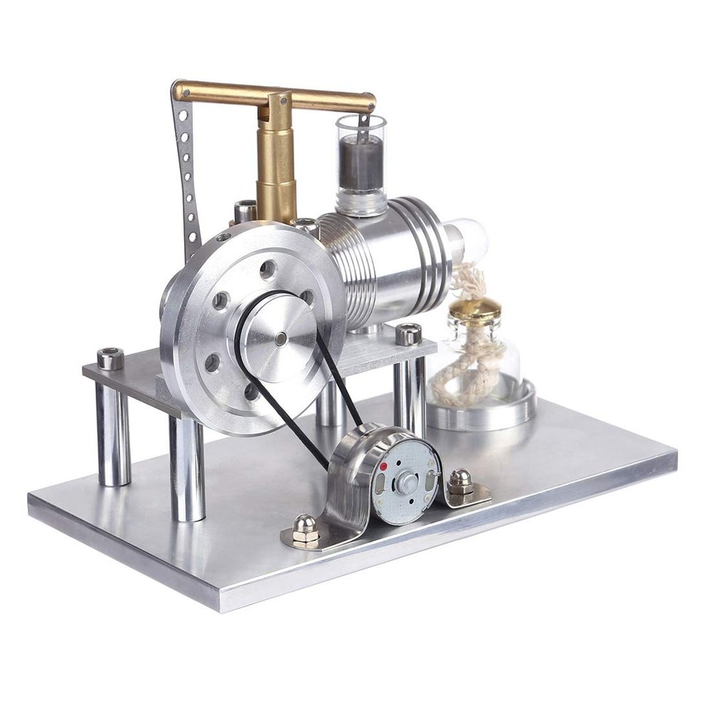 PLAYBUDDY Engine Model Kit, Balance Beam Style Hot Air Stirling Engine External Combustion Engine Model with LED Lamp Power Generation, Educational Physics Experiment STEM Toys