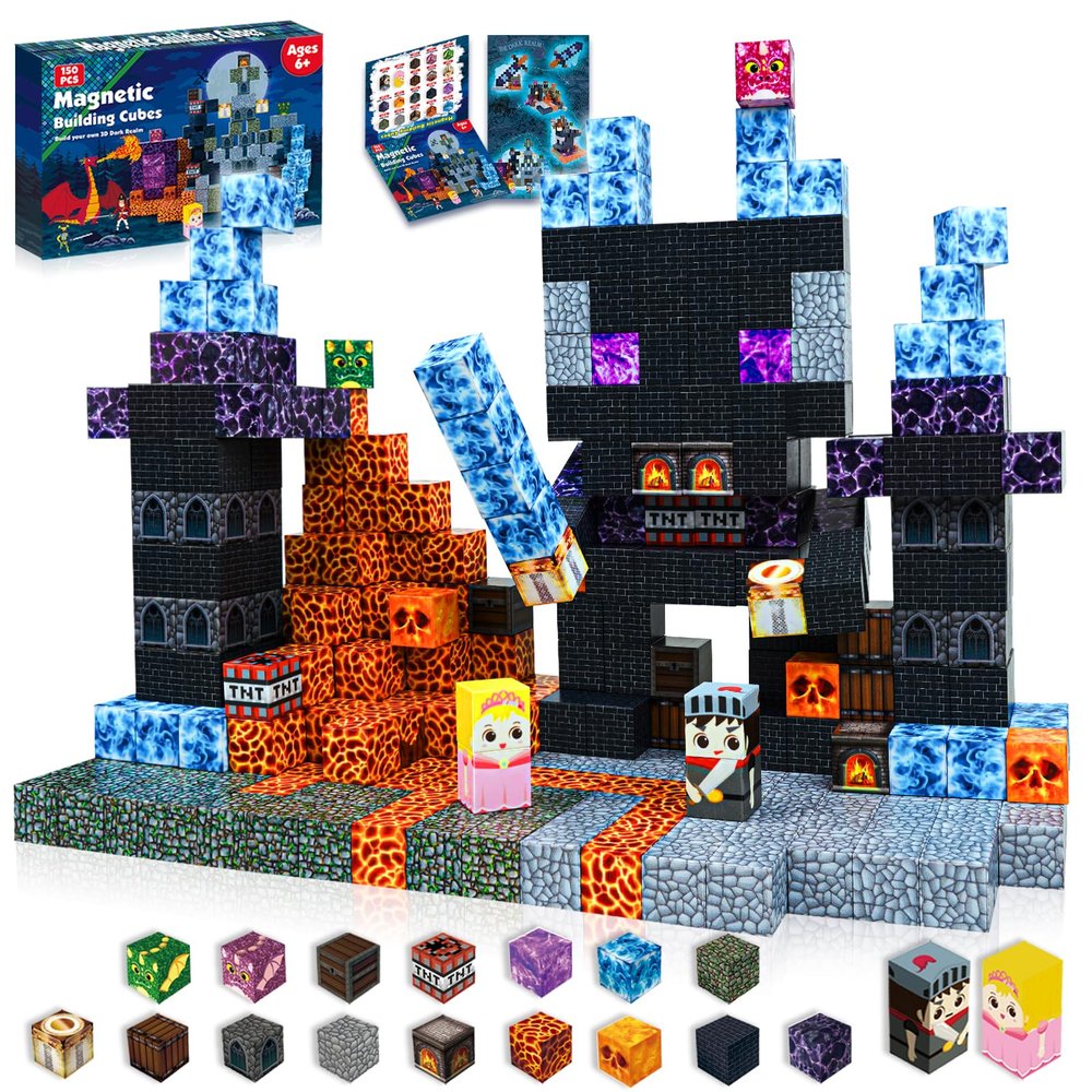 Goody King Magnetic Building Blocks|300PCS Magnetic Building Cube Game, Constructions Toys for Boys & Girls Age 3-4,5-8 9 10,STEM Montessori Stacking Toy, Sensory Tiles Building Birthday for Toddlers