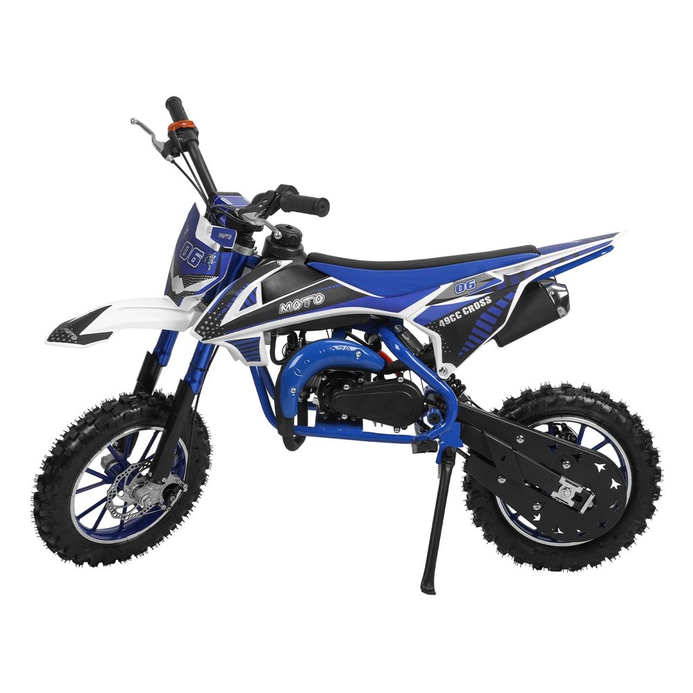 Honrane 50cc Dirt Bike for Kids, 2-Stroke Gas Power Motocross Bike, Off Road Mini Dirt Bike, Cool Appearance Kids Dirt Bike, Gas Motorcycle, Gas Dirt Bike with Front Rear Disc Brakes Low Noise Blue
