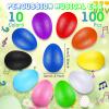 100 Pieces Egg Shakers Musical Instruments Percussion Maracas Egg for Kids Toys Plastic Easter Shaker for Learning DIY Painting, Classroom Music, Rhythm(10 Color) view 2