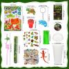 Poen 212 Pcs Reptiles Party Favors Set Include Cup Straw Stamp Clap Bracelet Keychain Ring Puzzle Sticker Animal Miniature Card for Birthday Summer Outdoor Party Baby Shower Goody Bag Stuffer view 3