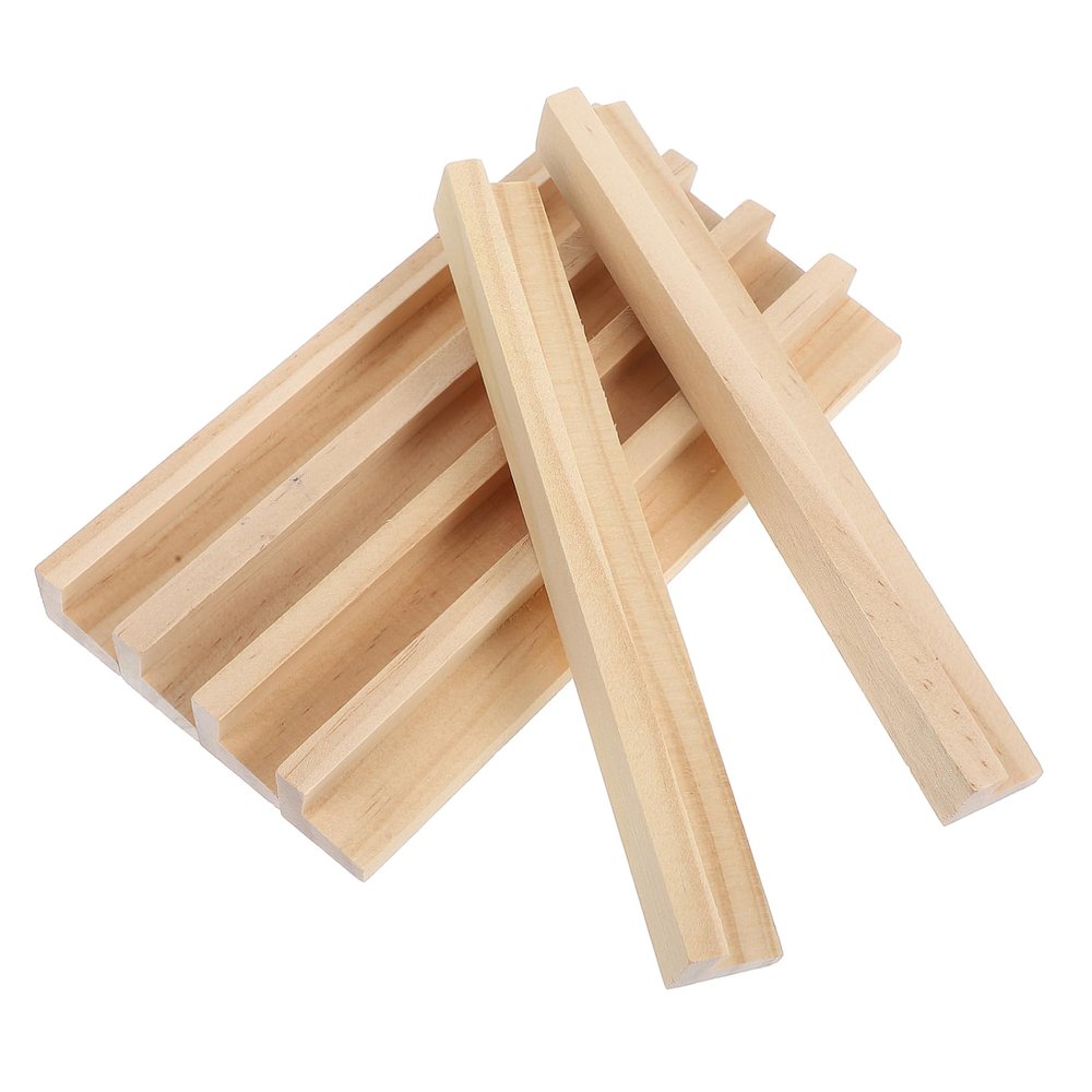 Gogogmee 6pcs Wooden Domino Tile Holders Multi-Function Stands for Games Crafts Durable Display Racks for Letter Tiles and Domino Accessories for Home Travel