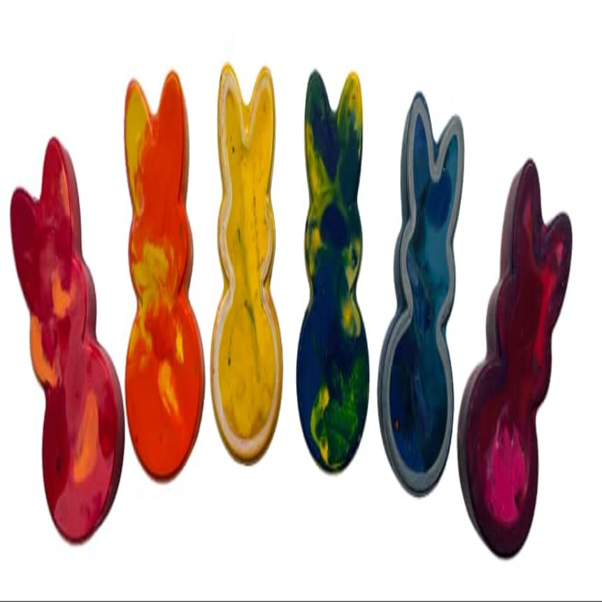 2 Bunny Shaped Crayons, Rainbow Colors, Set of 2 MYSTERY Crayons