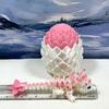 3D Printed Baby Dragon with Dragon Egg, Articulated 6" White and Pink Cherry Blossom Baby Dragon, Fidget ADHD Autism Toy BD004WP-WPE view 2