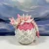 3D Printed Baby Dragon with Dragon Egg, Articulated 6" White and Pink Cherry Blossom Baby Dragon, Fidget ADHD Autism Toy BD004WP-WPE view 3