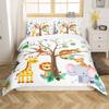 jejeloiu Cute Animals Bedding Set Toddler Size Kids Elephant Giraffe Monkey Lion Comforter Cover Set for Boys Girls Teens Kawaii Zoo Duvet Cover, 1x Duvet Cover+1x Pillow Sham view 3