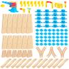 Wooden Train Tracks Build & Play Construction Set 115PCS Modular Railway STEM Toys Track Expansion Pack #3 | Build Crane Tower Bridge Ascending Track Accessories Compatible with Thomas Brio ORBRIUM view 1