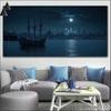 Boat Paint by Numbers for Adults, Moon Paint by Number Acrylic with 3 Brushes, DIY Painting by Numbers for Kits, DIY Canvas Oil Painting Kit for Home Wall Decor Gift (Without Frame) 20x60cm V-351 view 1