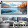 Boat Paint by Numbers for Adults, Lake Paint by Number Acrylic with 3 Brushes, DIY Painting by Numbers for Kits, DIY Canvas Oil Painting Kit for Home Wall Decor Gift (Without Frame) 20x60cm V-381 view 1