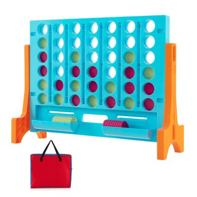 KOTEK 1.6 FT Tall Giant 4 in A Row, Jumbo 4-to-Score Game with Carrying Bag & 42 Coins, Quick Release Slider, Indoor Outdoor Family Board Game for Kids Adults, Freestanding/Wall-Mounted (Orange)