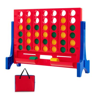 KOTEK 1.6 FT Tall Giant 4 in A Row, Jumbo 4-to-Score Game with Carrying Bag & 42 Coins, Quick Release Slider, Indoor Outdoor Family Board Game for Kids Adults, Freestanding/Wall-Mounted (Blue)