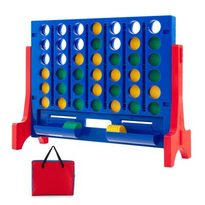 KOTEK 1.6 FT Tall Giant 4 in A Row, Jumbo 4-to-Score Game with Carrying Bag & 42 Coins, Quick Release Slider, Indoor Outdoor Family Board Game for Kids Adults, Freestanding/Wall-Mounted (Red)