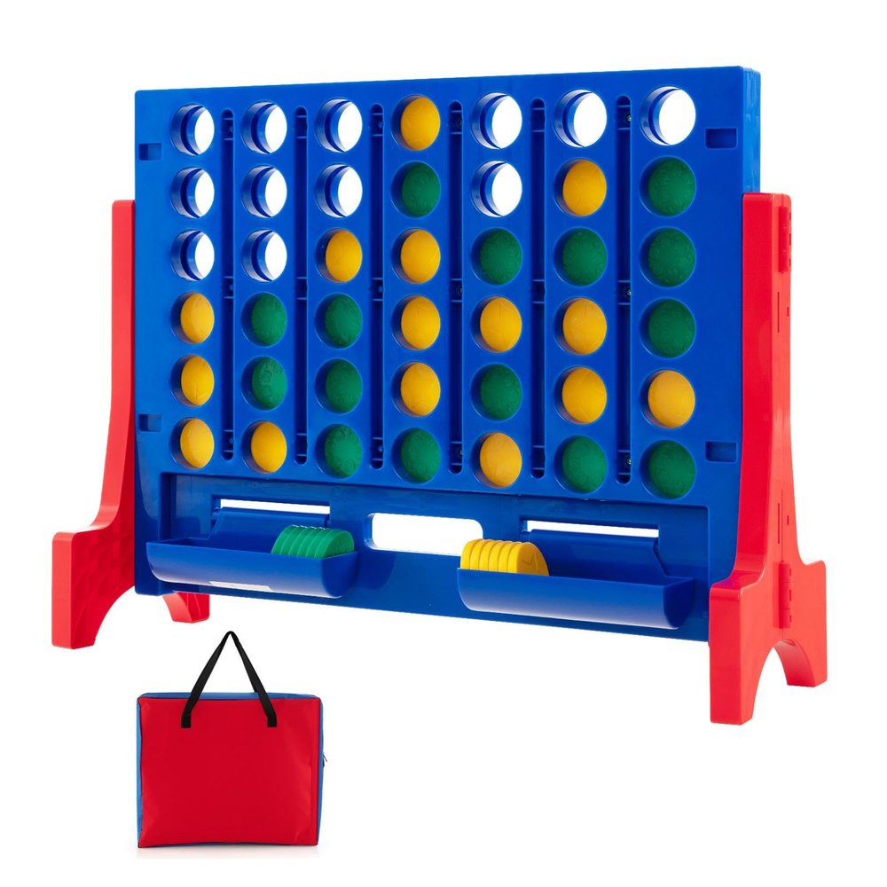 KOTEK 1.6 FT Tall Giant 4 in A Row, Jumbo 4-to-Score Game with Carrying Bag & 42 Coins, Quick Release Slider, Indoor Outdoor Family Board Game for Kids Adults, Freestanding/Wall-Mounted (Red)