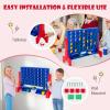 KOTEK 1.6 FT Tall Giant 4 in A Row, Jumbo 4-to-Score Game with Carrying Bag & 42 Coins, Quick Release Slider, Indoor Outdoor Family Board Game for Kids Adults, Freestanding/Wall-Mounted (Red) view 2