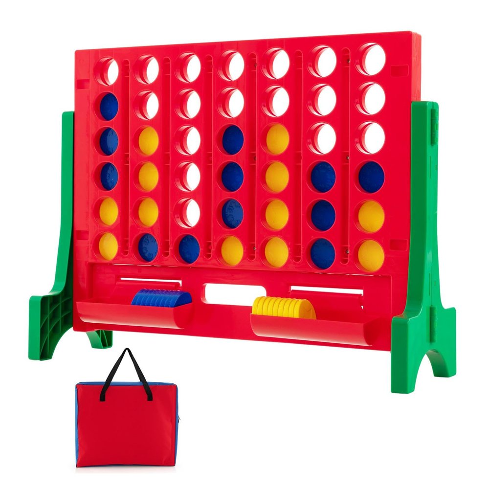 KOTEK 1.6 FT Tall Giant 4 in A Row, Jumbo 4-to-Score Game with Carrying Bag & 42 Coins, Quick Release Slider, Indoor Outdoor Family Board Game for Kids Adults, Freestanding/Wall-Mounted (Green)