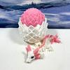 3D Printed Mushroom Baby Dragon with Dragon Egg, Articulated 6" White and Pink Axolotl Dragon, Fidget ADHD Autism Toy BD008WP-WPE view 1