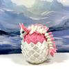 3D Printed Mushroom Baby Dragon with Dragon Egg, Articulated 6" White and Pink Axolotl Dragon, Fidget ADHD Autism Toy BD008WP-WPE view 3