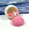 3D Printed Mushroom Baby Dragon with Dragon Egg, Articulated 6" White and Pink Axolotl Dragon, Fidget ADHD Autism Toy BD008WP-WPE view 4