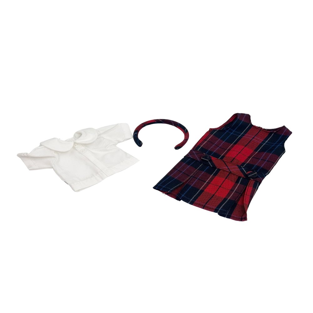 14.5 inch Doll Outfit-School Plaid Jumper include Blouse and Matching Headband/Add on Option: Sock and Shoe (Doll is not included) (Jumper Only, Plaid 94)