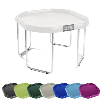 MEKA Large 38"x38" Tuff Tray Set White, Activity Sensory Tray Plus Stand Children, Outdoor Play Sand and Water Table for Toddlers and Kids, Toy Boys Girls