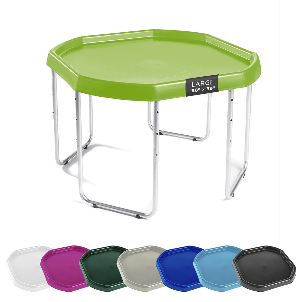 MEKA Large 38"x38" Tuff Tray Set Green, Activity Sensory Tray Plus Stand Children, Outdoor Play Sand and Water Table for Toddlers and Kids, Toy Boys Girls